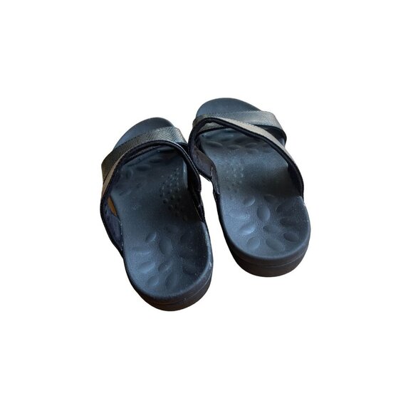 Megnia Womens Black Double Strap Slide Sandals Size 6 - Picture 3 of 4